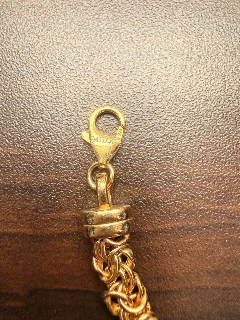 Milor Gold  over 925 SS Byzantine Bracelet with Horsebit Accent
